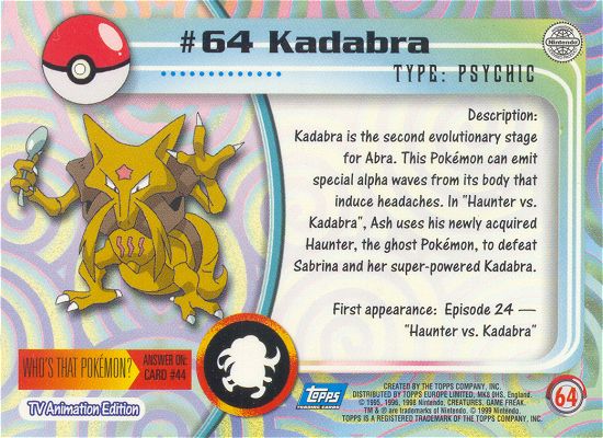 Kadabra achterkant