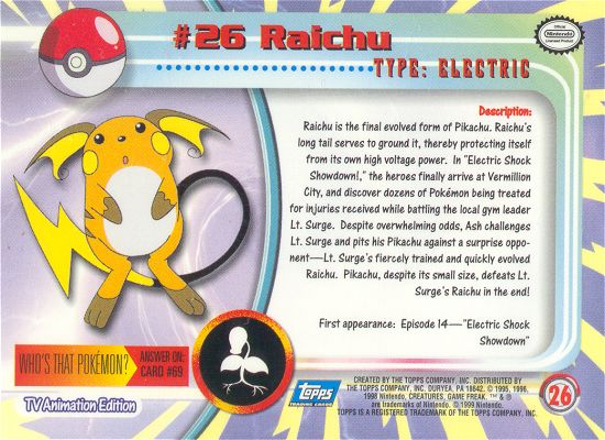 Raichu achterkant