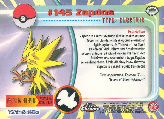 Zapdos achterkant