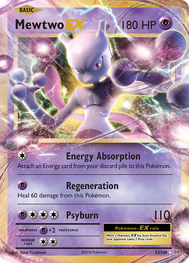 de actuele waarde van je Mewtwo-EX 52/108 kaart set.