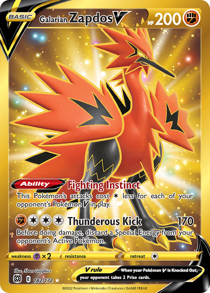 Galarian Zapdos V-182-Brilliant Stars