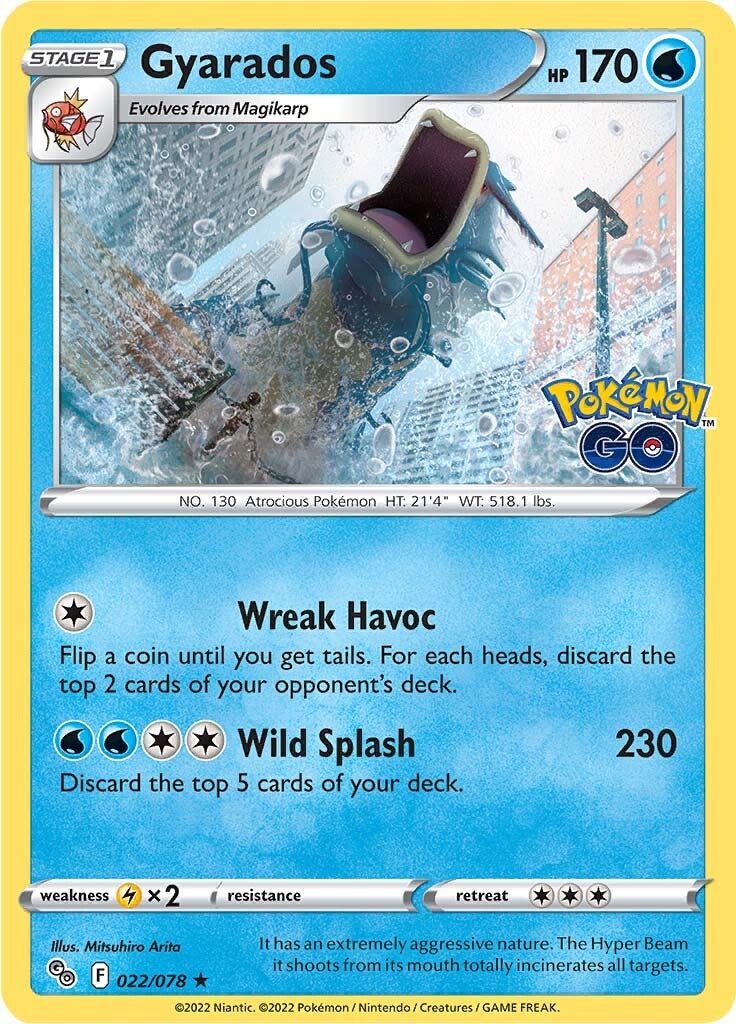 Bekijk eerste de Gyarados 022 Pokemon kaart uit de nog niet verschenen Pokemon Go set op Pokemonkaart.nl