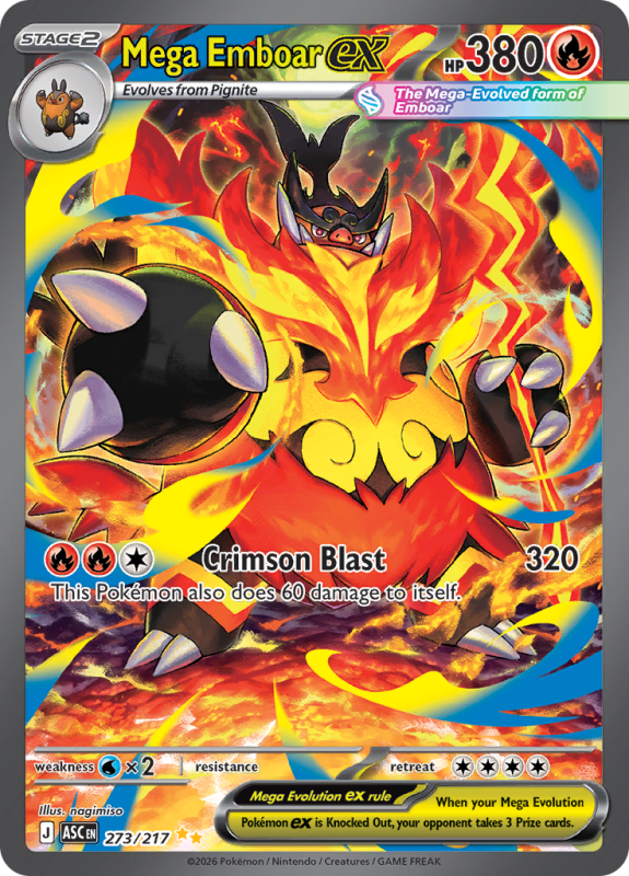 Wat is Mega Emboar ex 273/217 uit Ascended Heroes waard? - Pokemonkaart.nl