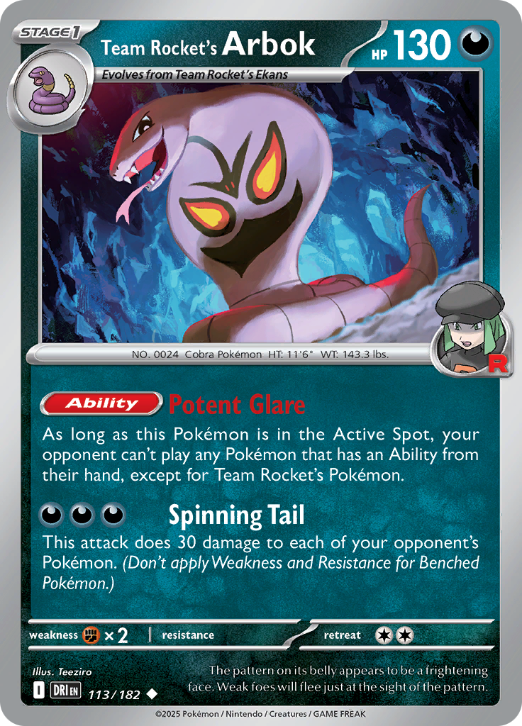 Team Rocket's Arbok-113-Destined Rivals