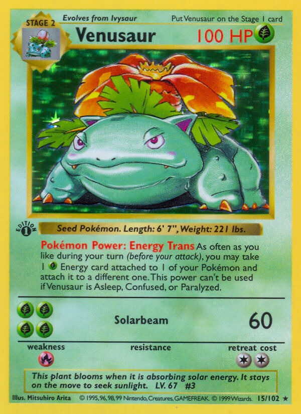 Check de waarde van je Venusaur uit de Base Set set